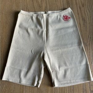 Cherry LA Cream High-Rise Bike Shorts with Pink Cherry Patch